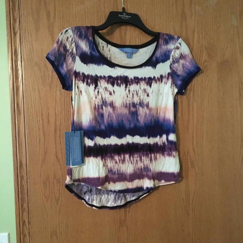 NWT Simply Vera Wang purple blue white shirt